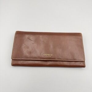 Vintage Osprey London Leather Bifold Wallet Tan Woman's Clutch Card Case